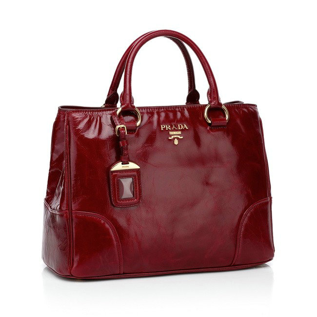 2014 Prada bright Leather Tote Bag for sale BN2533 dark red - Click Image to Close